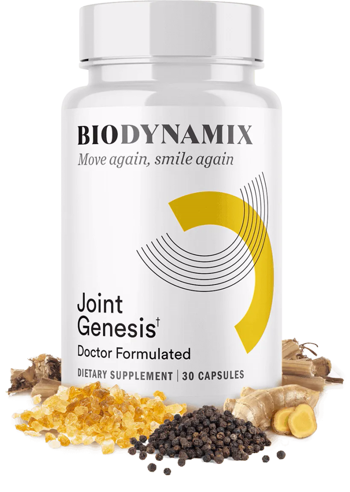 A bottle of BioDynamix Joint Genesis joint support, 30 capsules